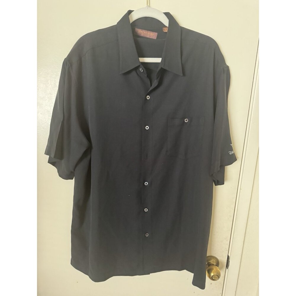 Tori Richard Disney Fantasy Cruise Line XL Embroidered Button Up Shirt Black